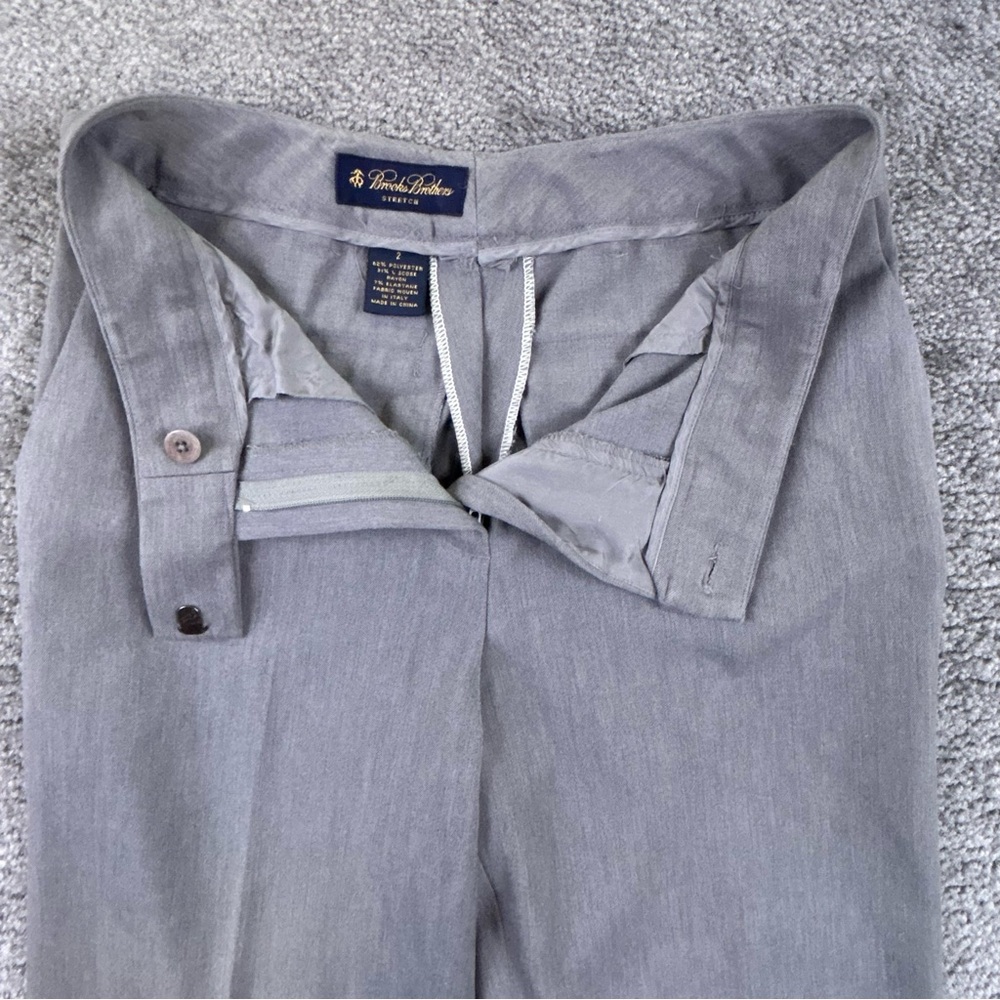 Brooks Brothers Women’s Dress Pants Slacks Size 2 Stretch Gray Rayon Wide Leg - Picture 3 of 9